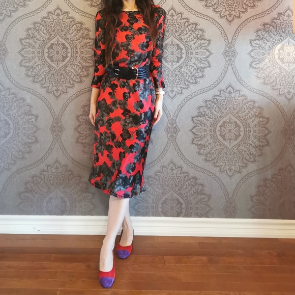 Made in Spain silk blend floral midi dress - Picture 3 of 12